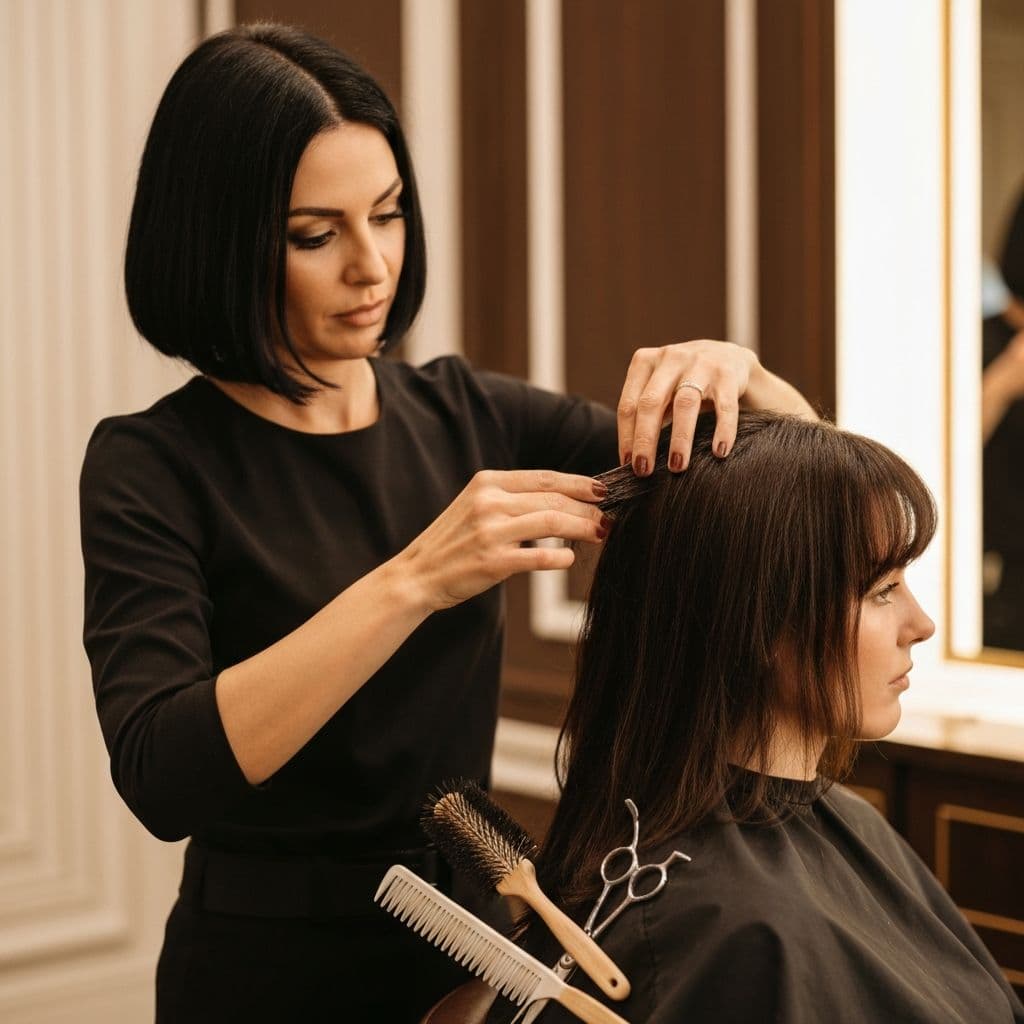 Provider working with a client in salon